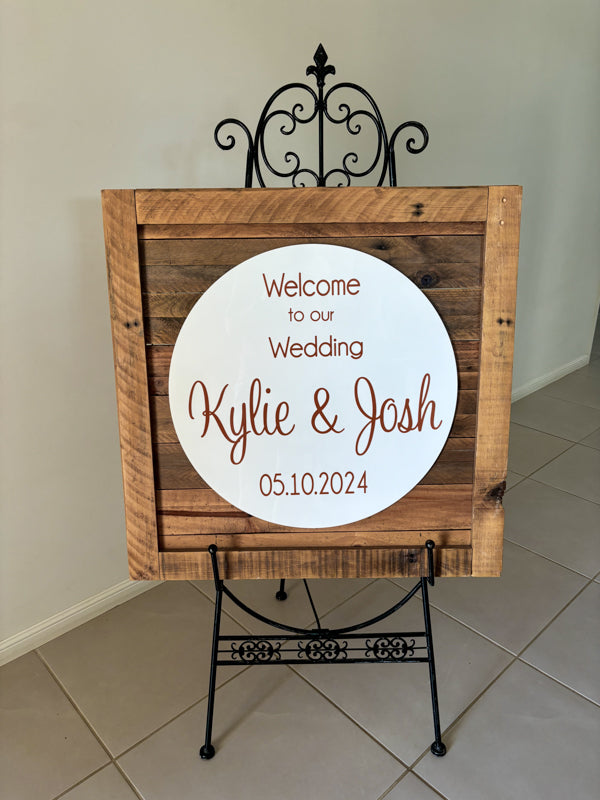 Square Timber with Acrylic Inner Circle Hire Sign