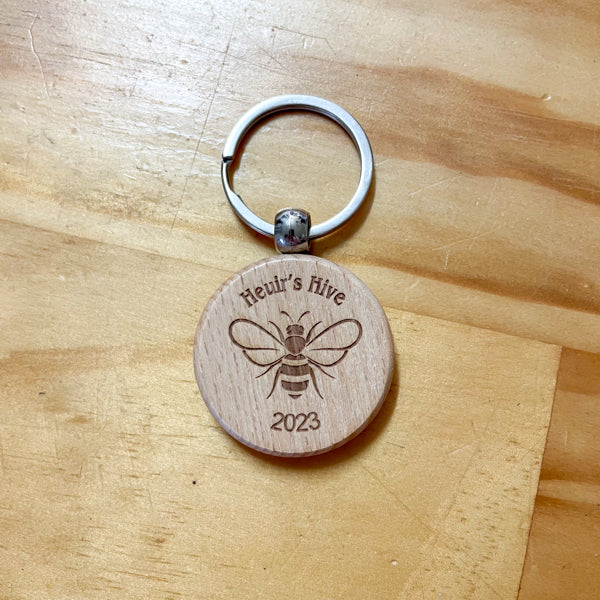 Timber Round Engraved Key Rings